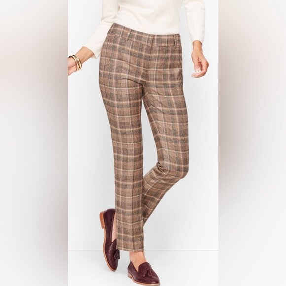 EUC Women's TALBOTS Hampshire‎ Ankle Lined Wool Jute Multi Plaid Pants | Size 12 - Picture 1 of 14